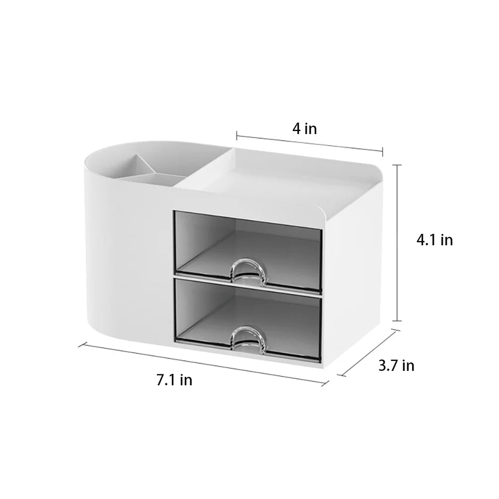 Office Desk Organizer with Drawer, Office Supplies and Desk Accessories,Pen Storage Box (White)