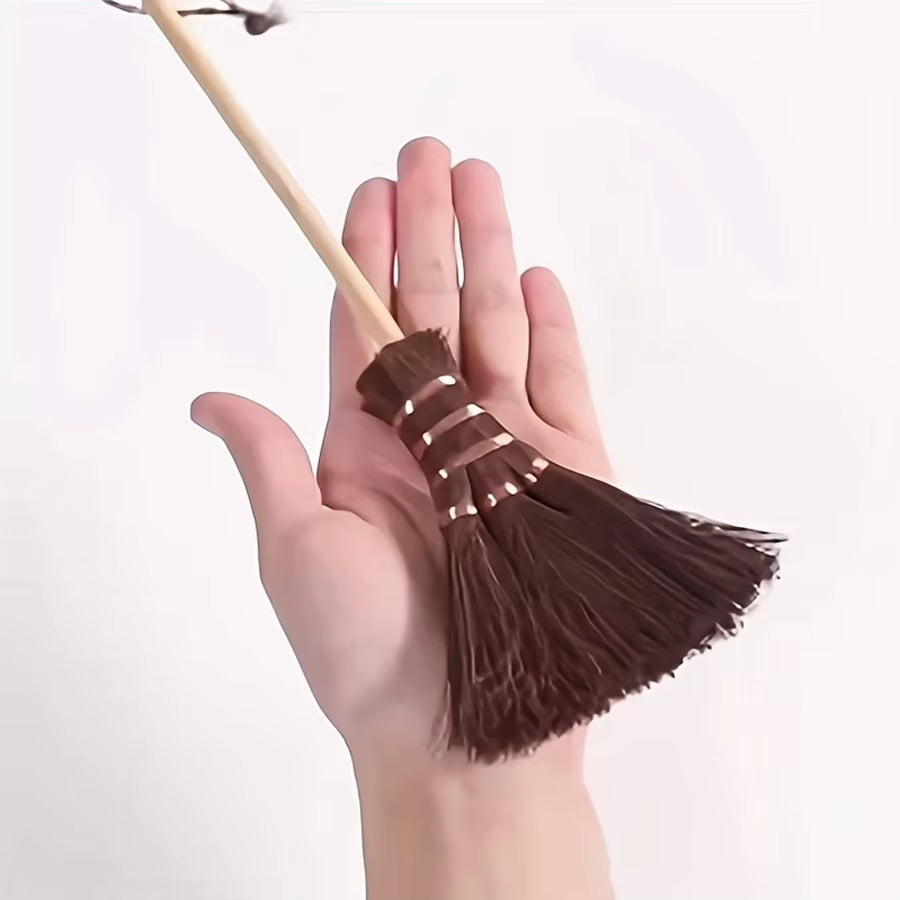 1Pc Natural Mini Broom, Portable Desktop Cleaning Tool, for Keyboard and Crevice Dust Removal, Office Desktop Accessory-Office