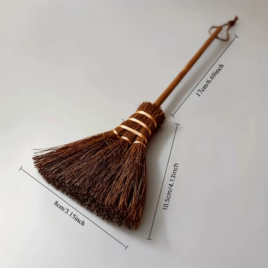 1Pc Natural Mini Broom, Portable Desktop Cleaning Tool, for Keyboard and Crevice Dust Removal, Office Desktop Accessory-Office