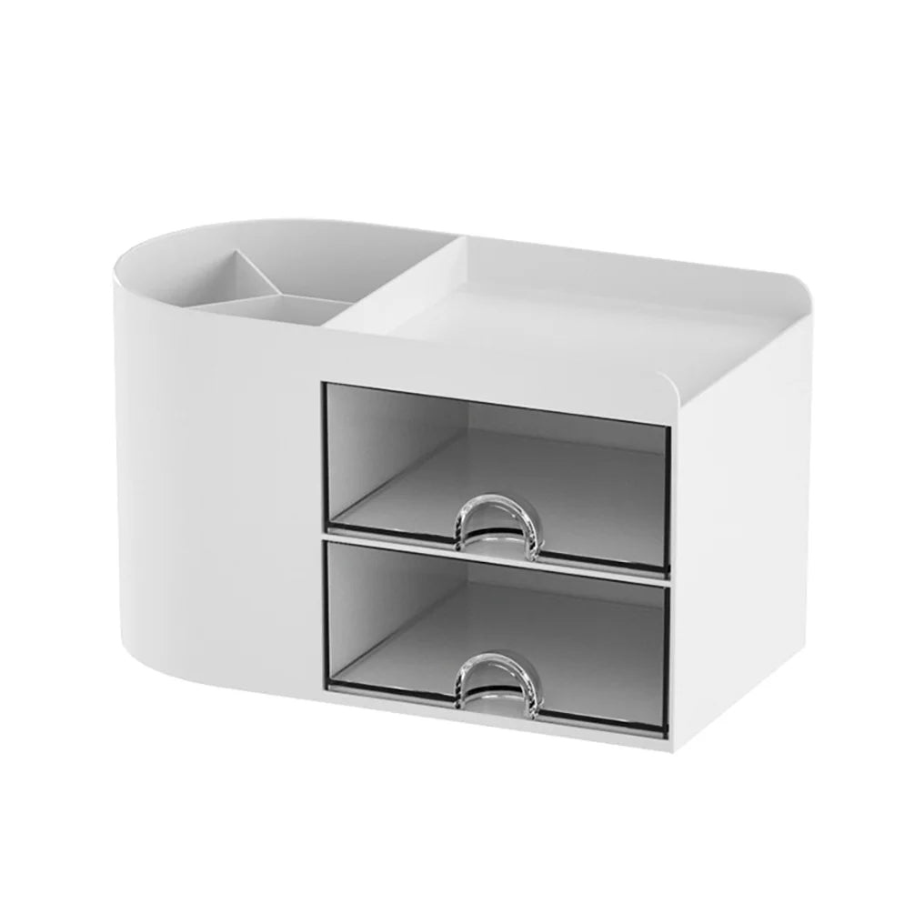 Office Desk Organizer with Drawer, Office Supplies and Desk Accessories,Pen Storage Box (White)